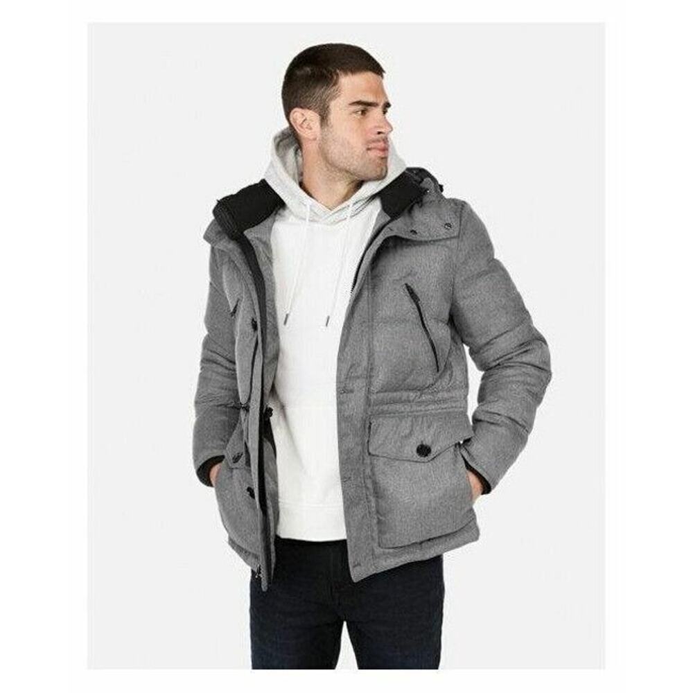 NEW NWT $198 Hooded Water-resistant Tech Parka Gray Full Zip Coat SZ XXL MENS